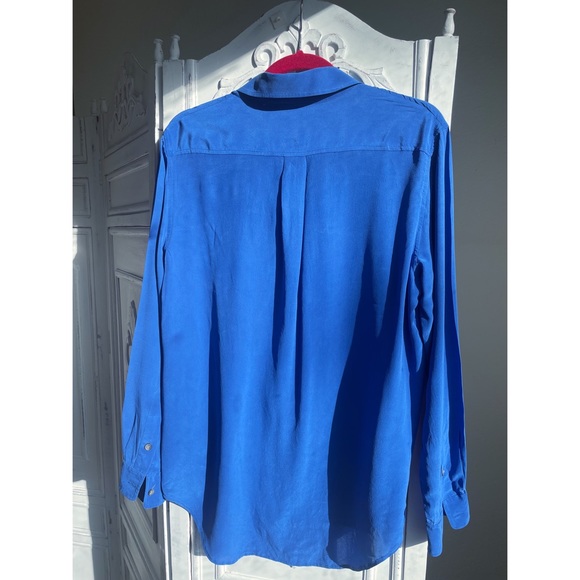💙NWOT Vince Camuto 100%silk button down blue blouse - Picture 11 of 13